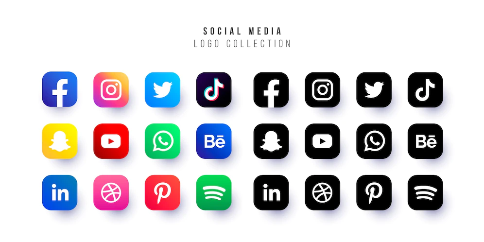 کلکسیون آیکن شبکه های اجتماعی Social media logo collection